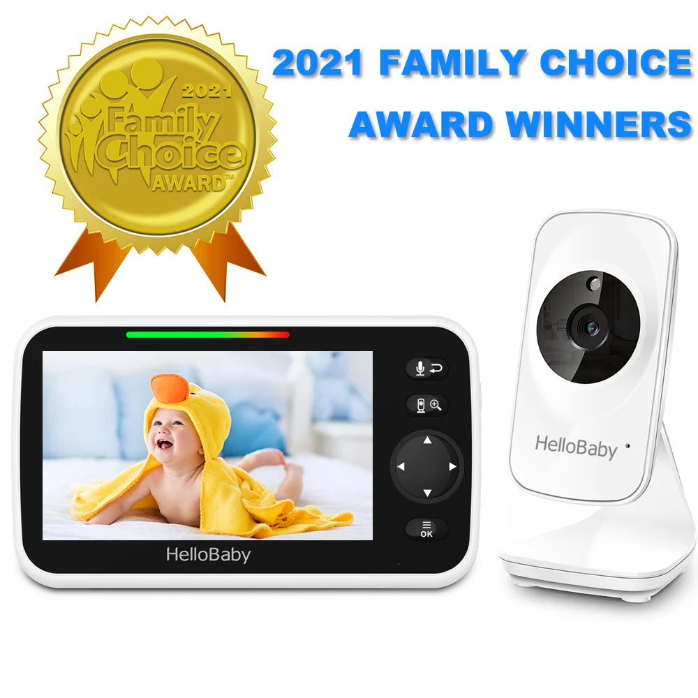 Video Baby Monitor with Camera and Audio, 5" Color LCD Screen, Monitor Camera, Infrared Night Vision, Temperature Display, Lullaby, Two Way Audio and VOX Mode 5 Inches