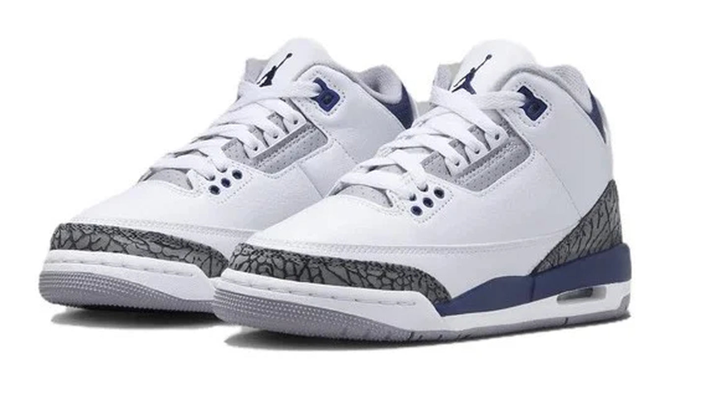 Big Kid'S 3 Retro White/Midnight Navy (DM0967 140) - 4.5