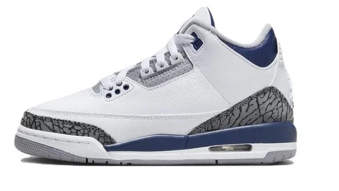 Big Kid'S 3 Retro White/Midnight Navy (DM0967 140) - 4.5
