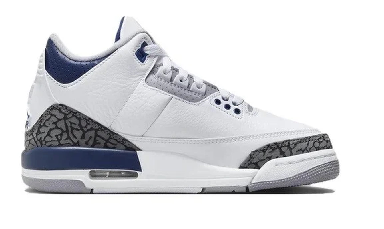 Big Kid'S 3 Retro White/Midnight Navy (DM0967 140) - 4.5
