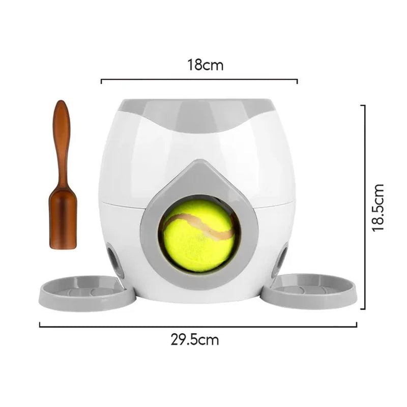 Pet Interactive Toy Tennis Ball Launcher 2 in 1 Automatic Throwing Device Training Reward Machine Pet Fun Feeder Interactive Toy