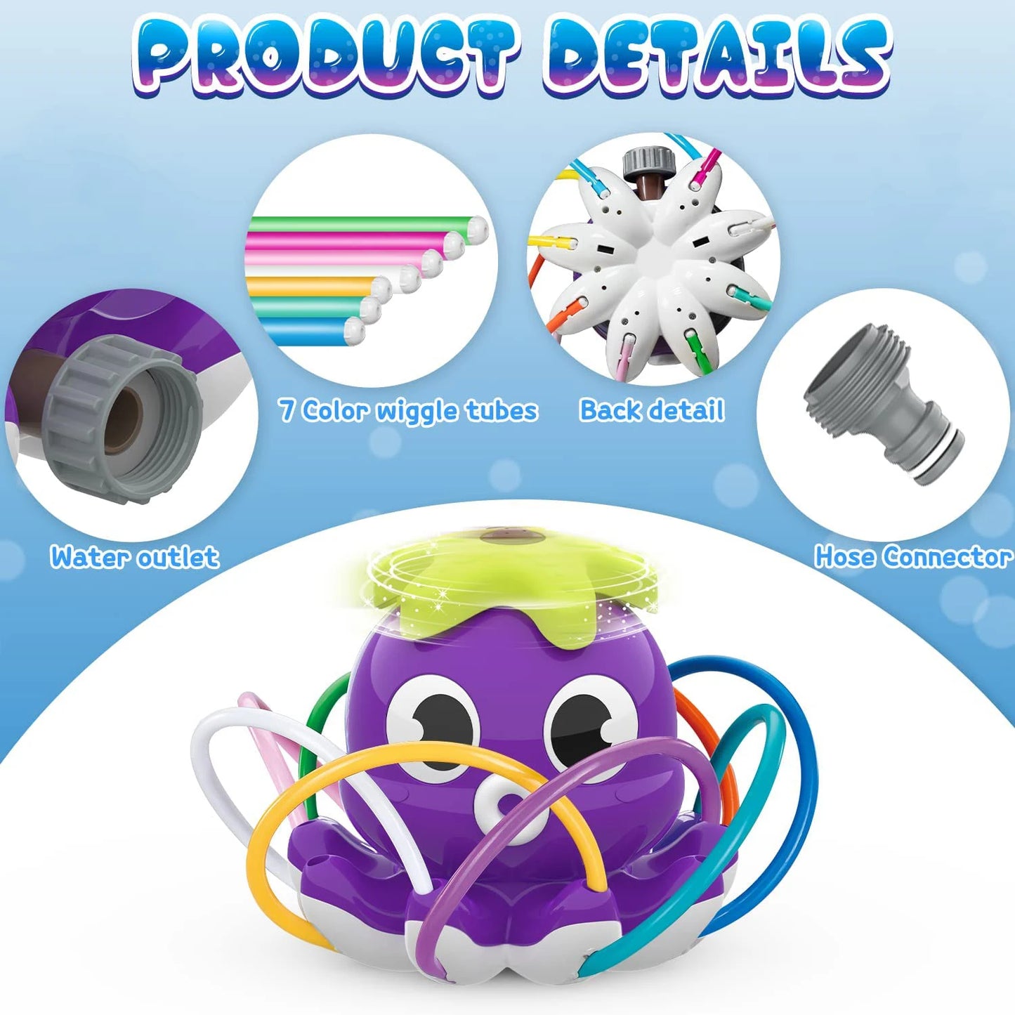 Outdoor Octopus Water Sprinkler Toys Backyard Garden Water Toys Lawn Summer Yard Cartoon Splash Sprinkler Baby Bath Toy for Kids