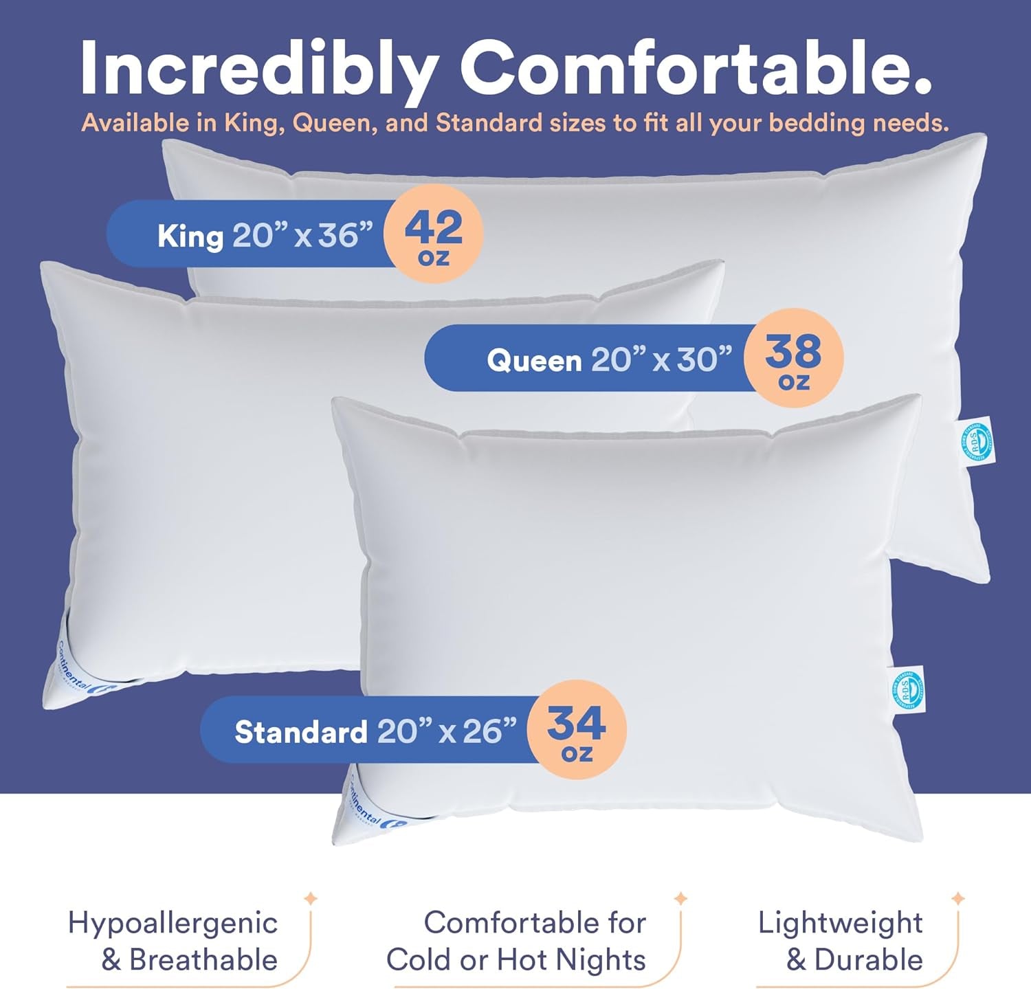 Better down & Feather Blend Pillow-50% White Goose down & 50% Feather (Standard (Set of 2))