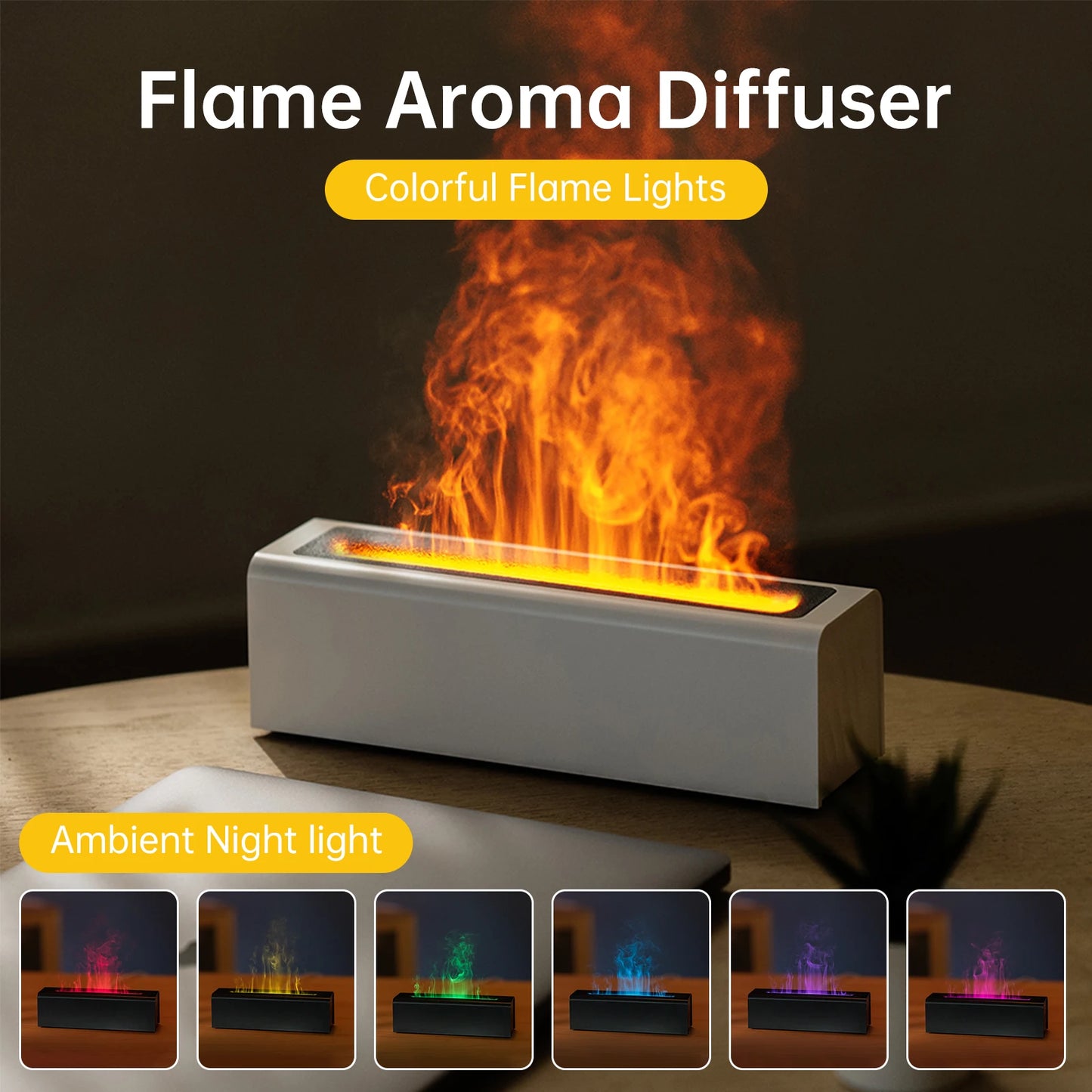 7 Colorful Flame Diffuser 150Ml USB Air Humidifier Aromatherapy Essential Oil Diffuser Fragrance Diffuser for Bedroom