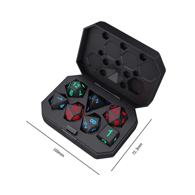 7Pcs/Set Electronic Dice USB Rechargeable Luminous Dice Glow in the Dark DND Dices RPG Polyhedral Dice RPG D4 D6 D8 D10 D12 D20