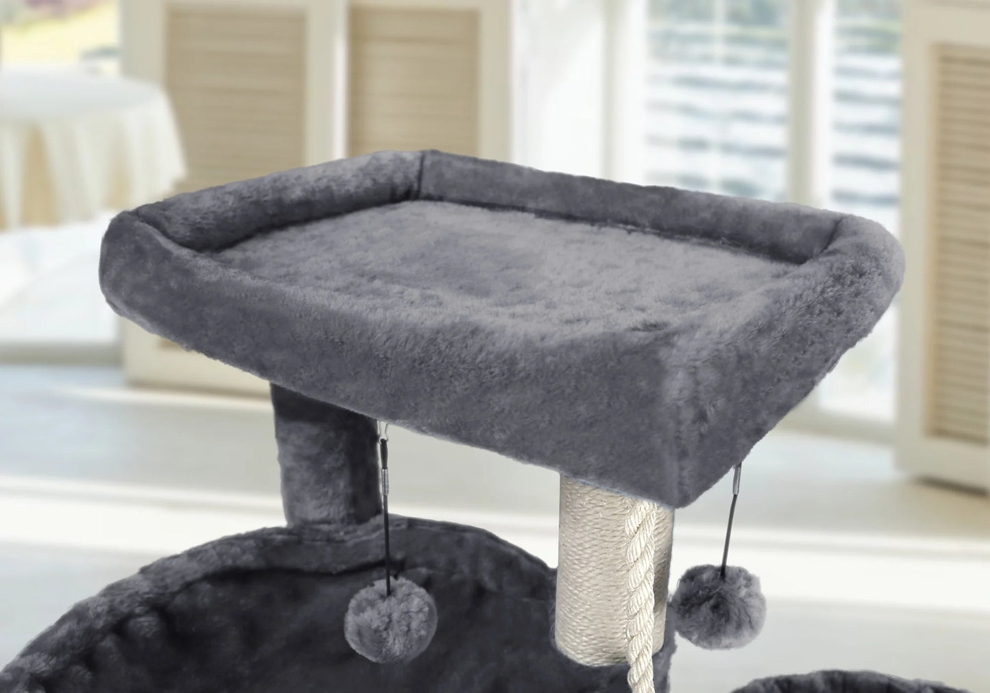 Cat Tree Cat Tower with Cat Scratching Posts,Activity Centre Climbing Tree Cat Furniture with Cat Condo and Two Hammocks,Grey