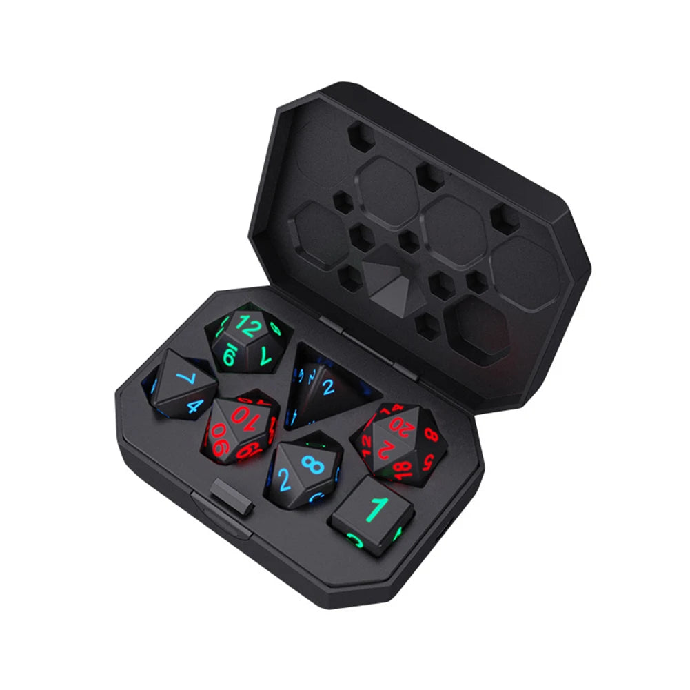 7Pcs/Set Electronic Dice USB Rechargeable Luminous Dice Glow in the Dark DND Dices RPG Polyhedral Dice RPG D4 D6 D8 D10 D12 D20