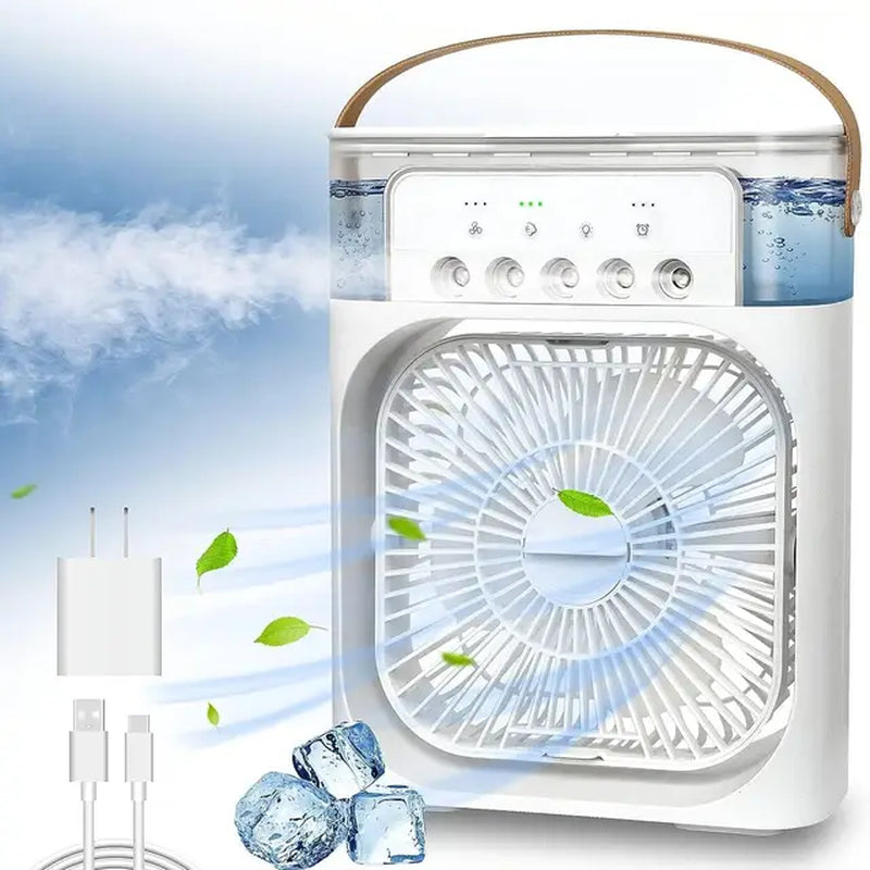 Portable Air Conditioner Fan Mini Evaporative Air Cooler with 7 Colors LED Light 1/2/3 H Timer 3 Wind Speeds and 3 Spray Modes