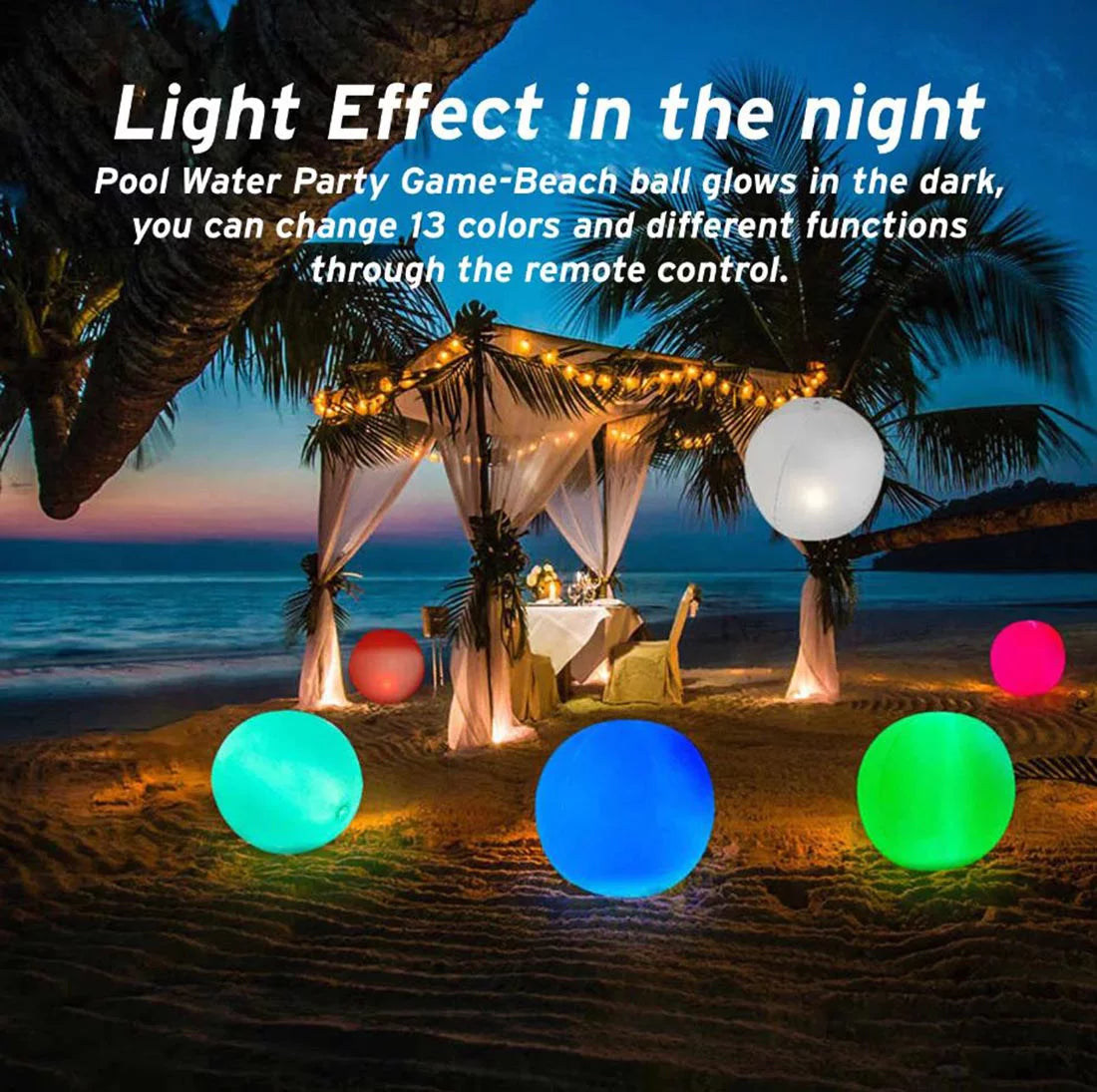 Pool Toys, LED Beach Ball Toy with 16 Color Changing Lights, Pool Games Beach Party Outdoor Games for Teens Adults Family, Glow in the Dark Party Supplies (1PC)