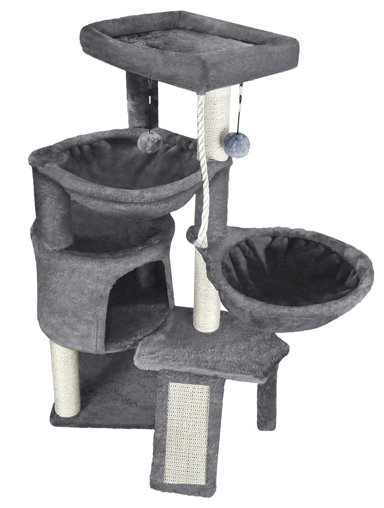 Cat Tree Cat Tower with Cat Scratching Posts,Activity Centre Climbing Tree Cat Furniture with Cat Condo and Two Hammocks,Grey