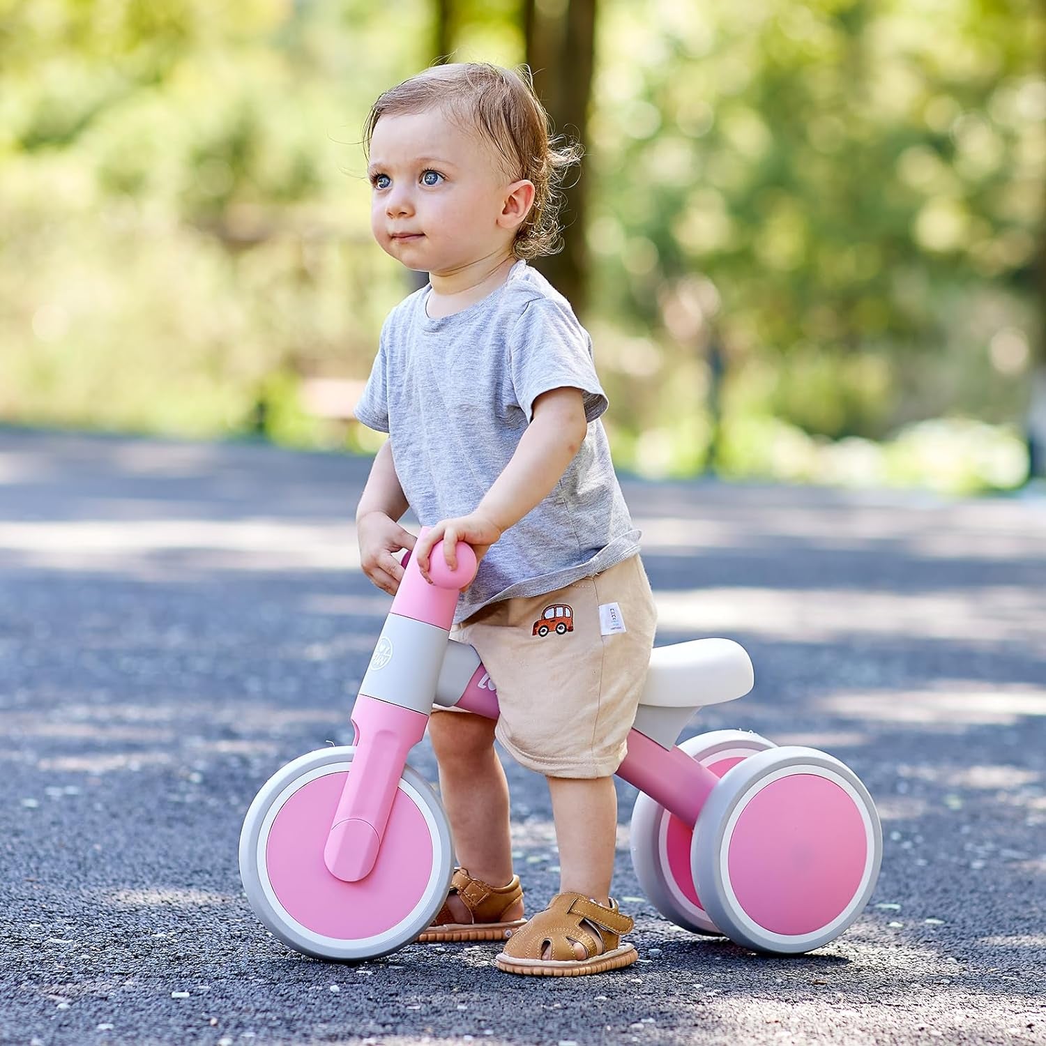 Baby Balance Bike 1 Year Old Toy, Gifts for One Year Old Girl and Boys, Baby Toys 12-18 Months Birthday Gifts Pink