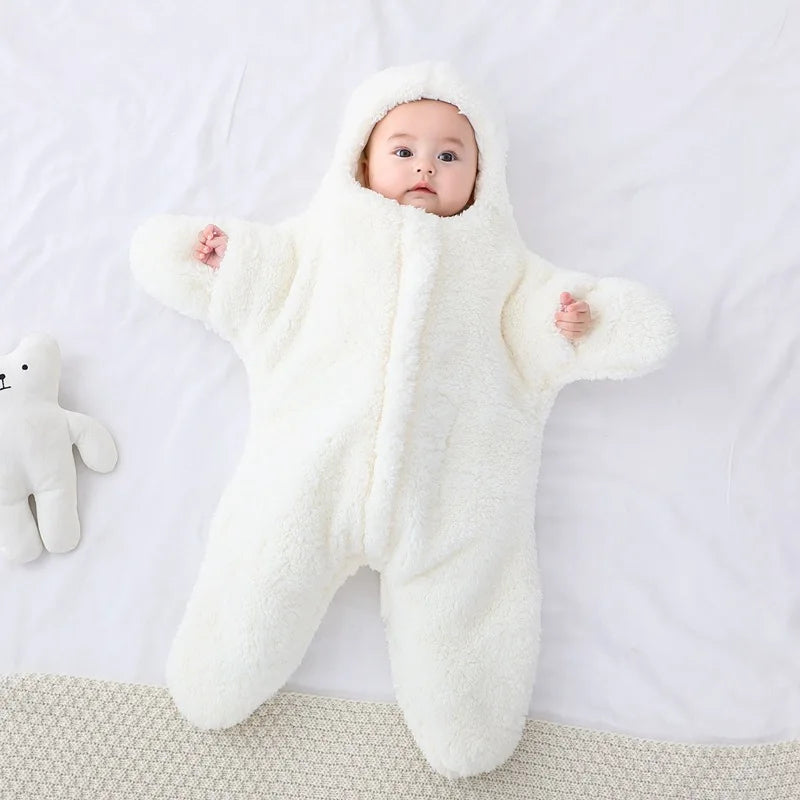 0-9 Months Newborn Clothes Winter Keeping Warm Baby Sleeping Bag Soft Fleece Infant Sleepsack Cute Starfish Baby Siamese Clothes