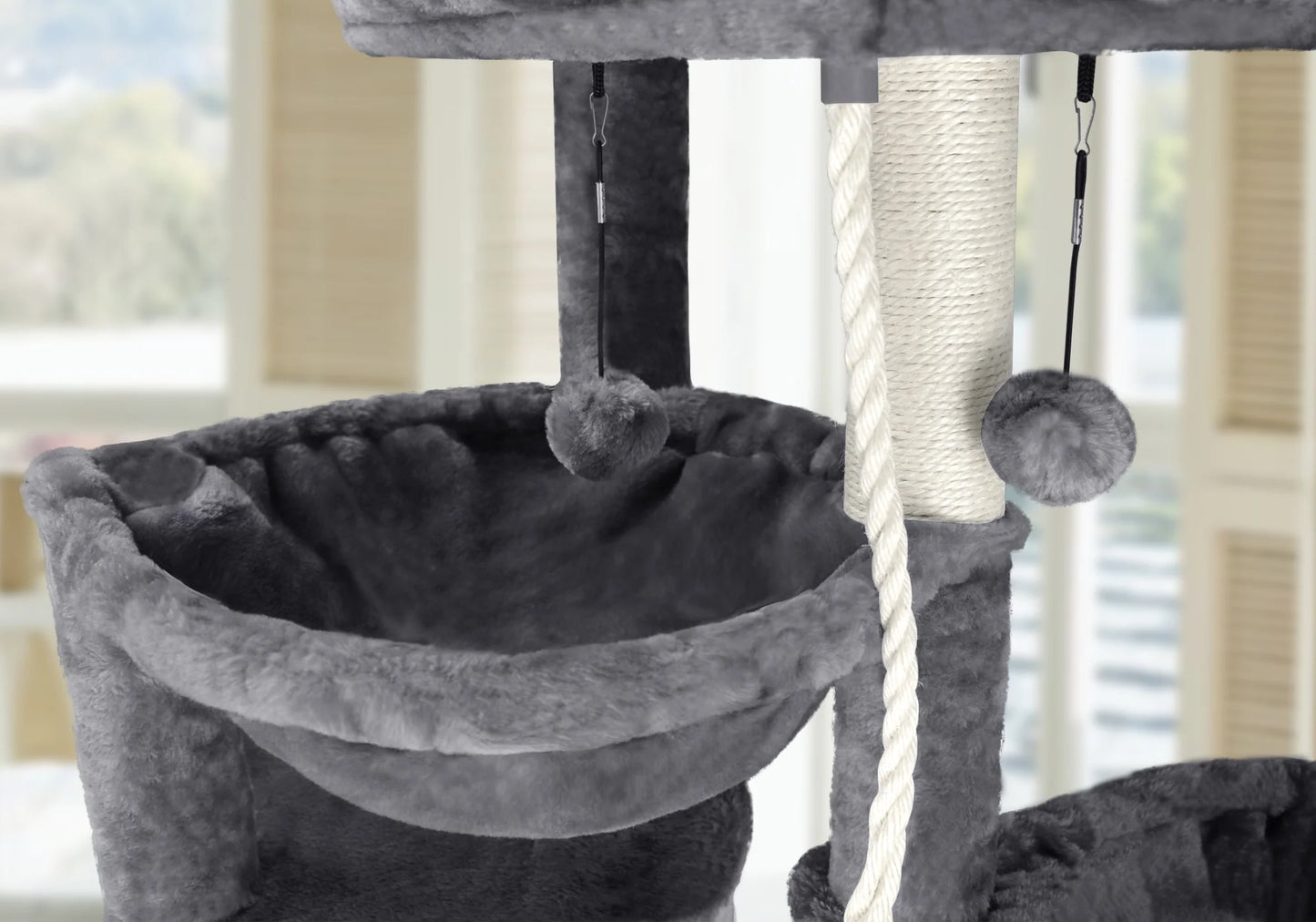 Cat Tree Cat Tower with Cat Scratching Posts,Activity Centre Climbing Tree Cat Furniture with Cat Condo and Two Hammocks,Grey