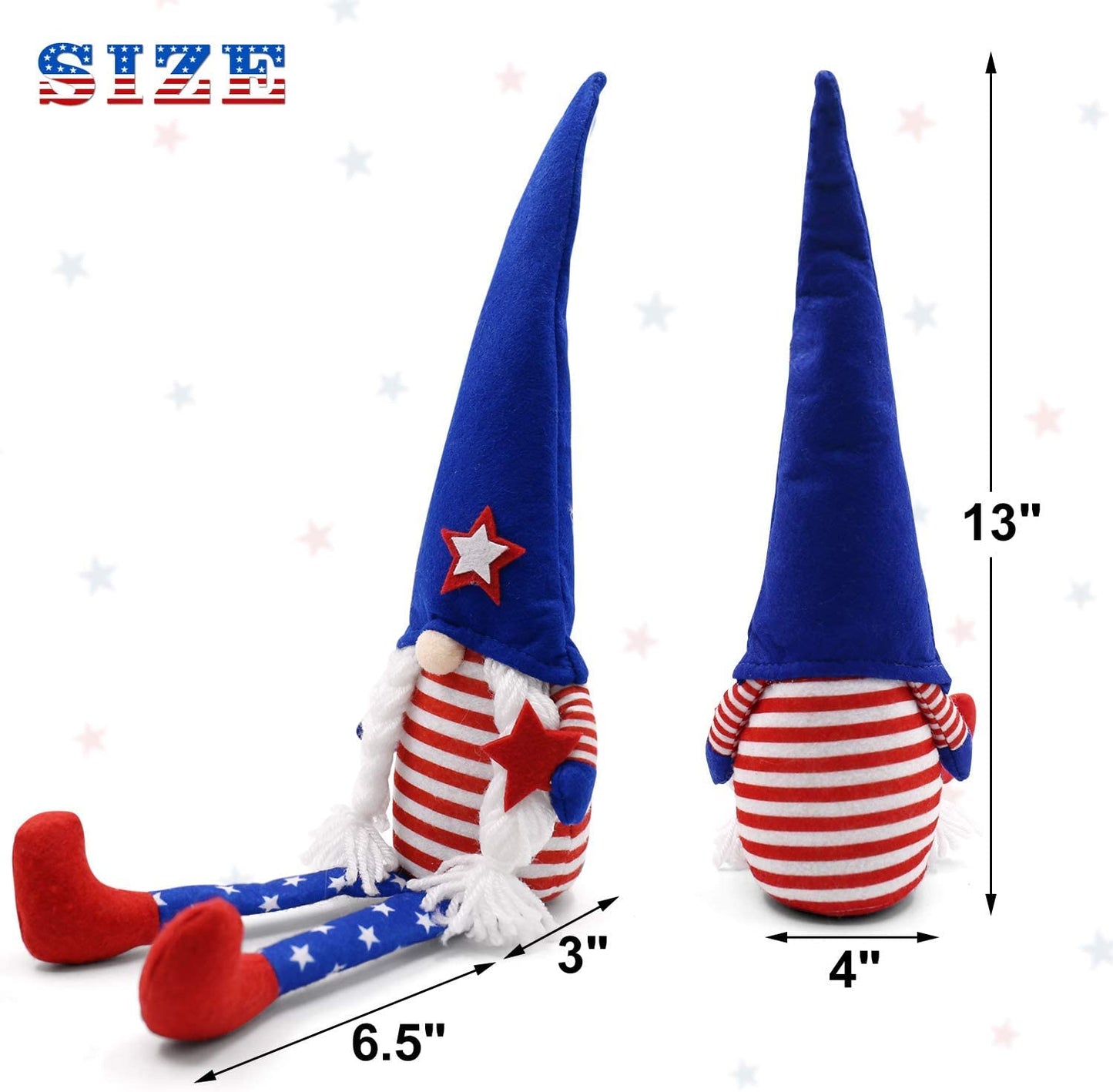 Patriotic Gnome Couple 4Th of July Tomte for American Independence Day Gift Handmade Memorial Day Elf Dwarf Scandinavian Nisse Folklore Household Ornaments Home Tiered Tray Decorations