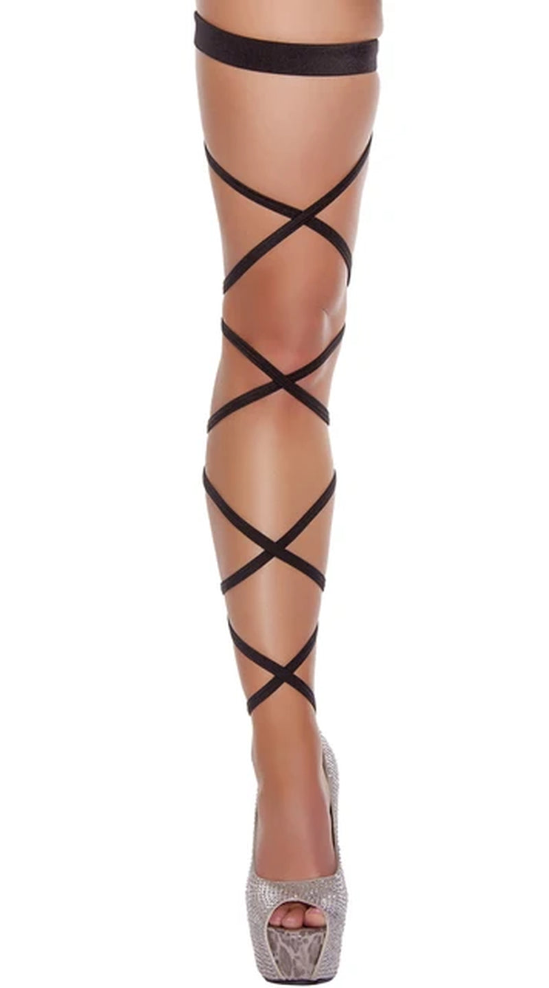 Sexy Women Lingerie Bandage Fishnet Stockings Thigh-High Studded Thigh High Leg Rave Wraps Strappy Tights