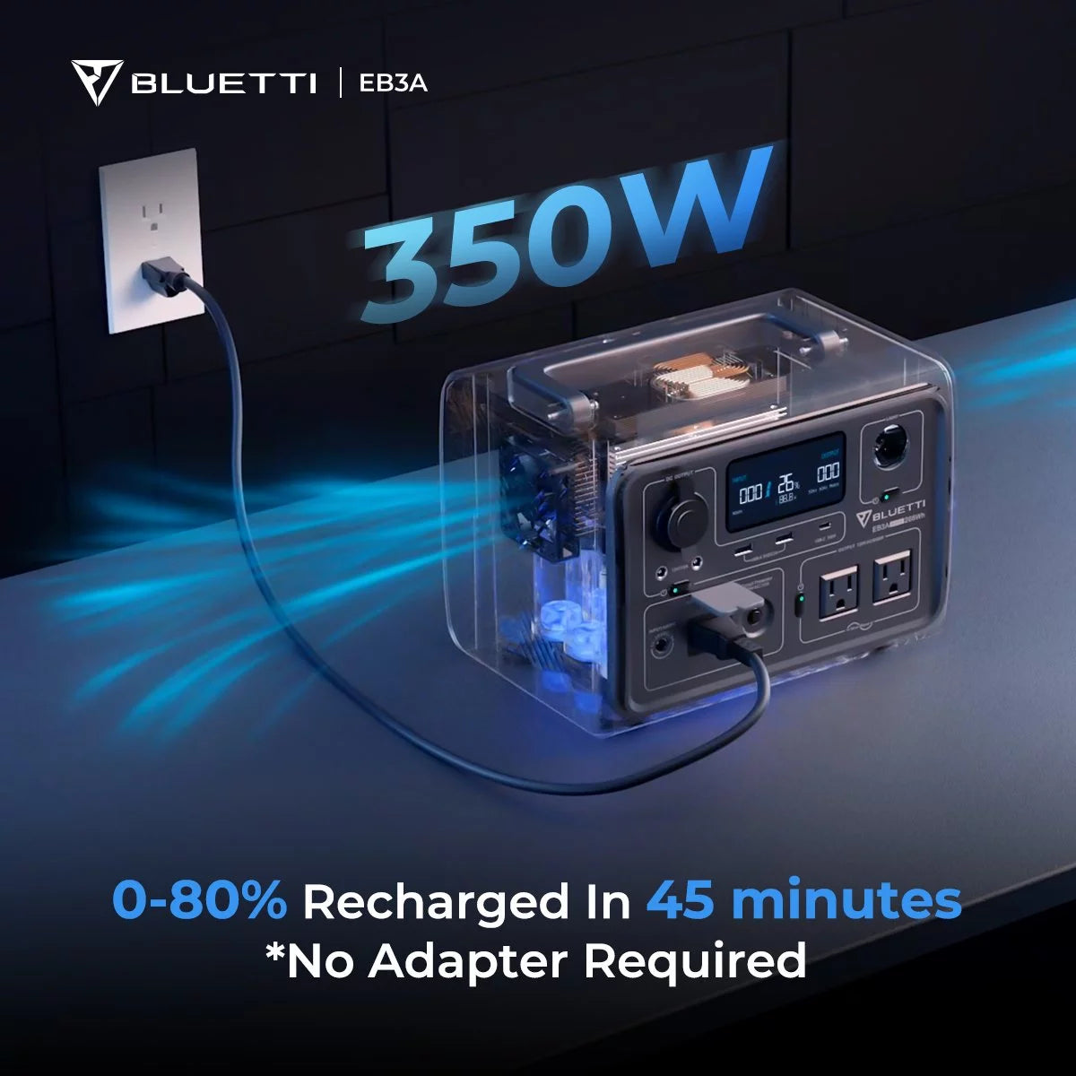 EB3A Portable Generator, W/Carry Bag,600W Solar Generator, 268Wh Lifepo4 Power Station for Camping, Home Use, Emergency