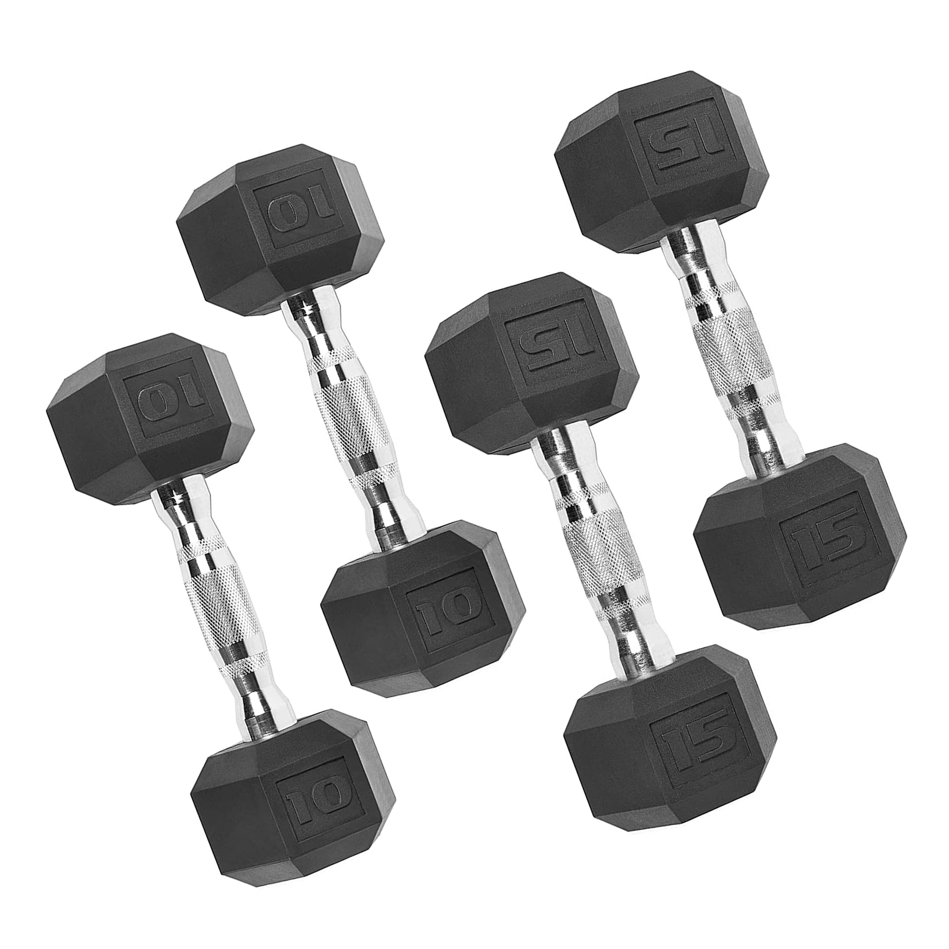 150Lb Rubber Hex Dumbbell Set