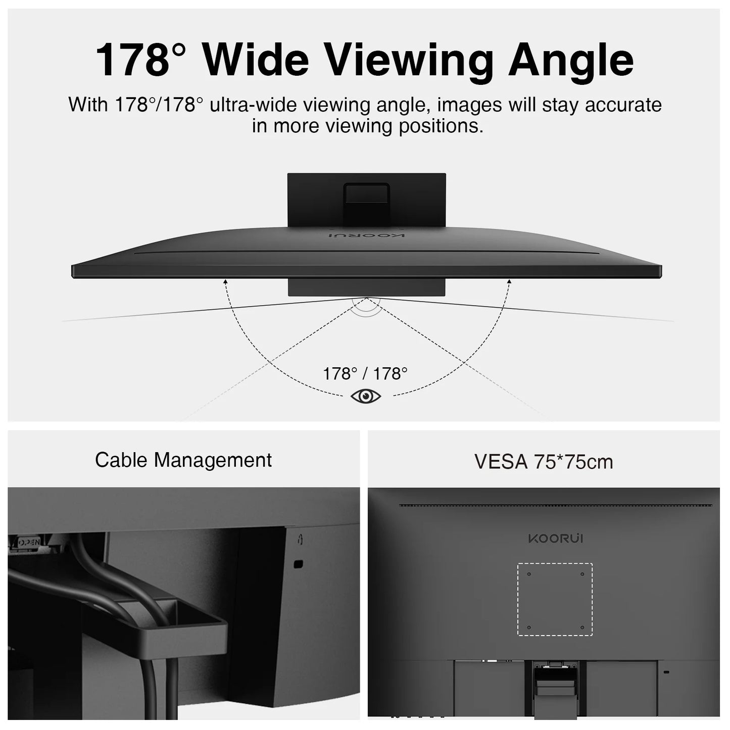 24" 1080P Computer Monitor, 75Hz, Frameless, HDMI, VGA, 75 X 75 Mm VESA, Tilt, Black, 24N1A