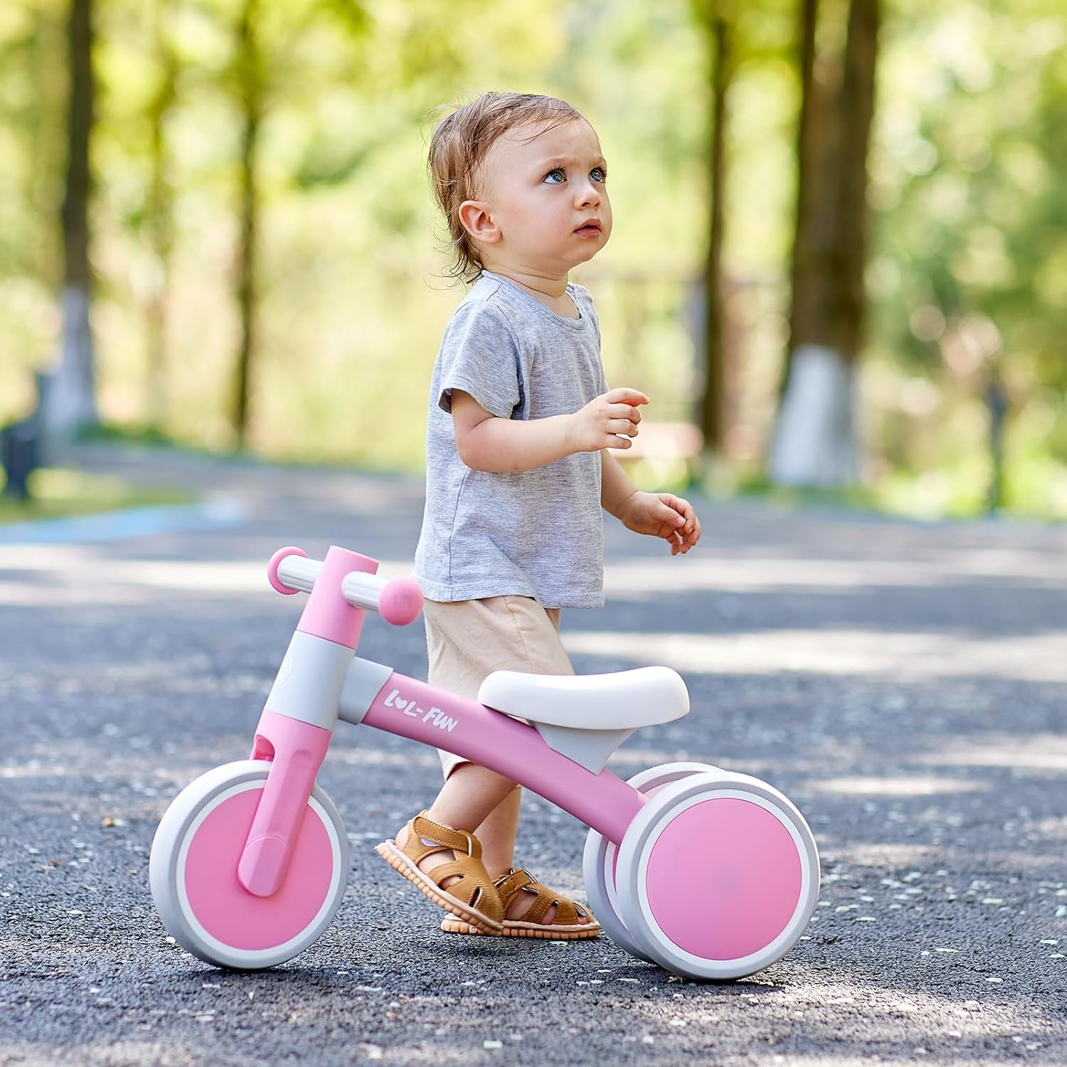 Baby Balance Bike 1 Year Old Toy, Gifts for One Year Old Girl and Boys, Baby Toys 12-18 Months Birthday Gifts Pink