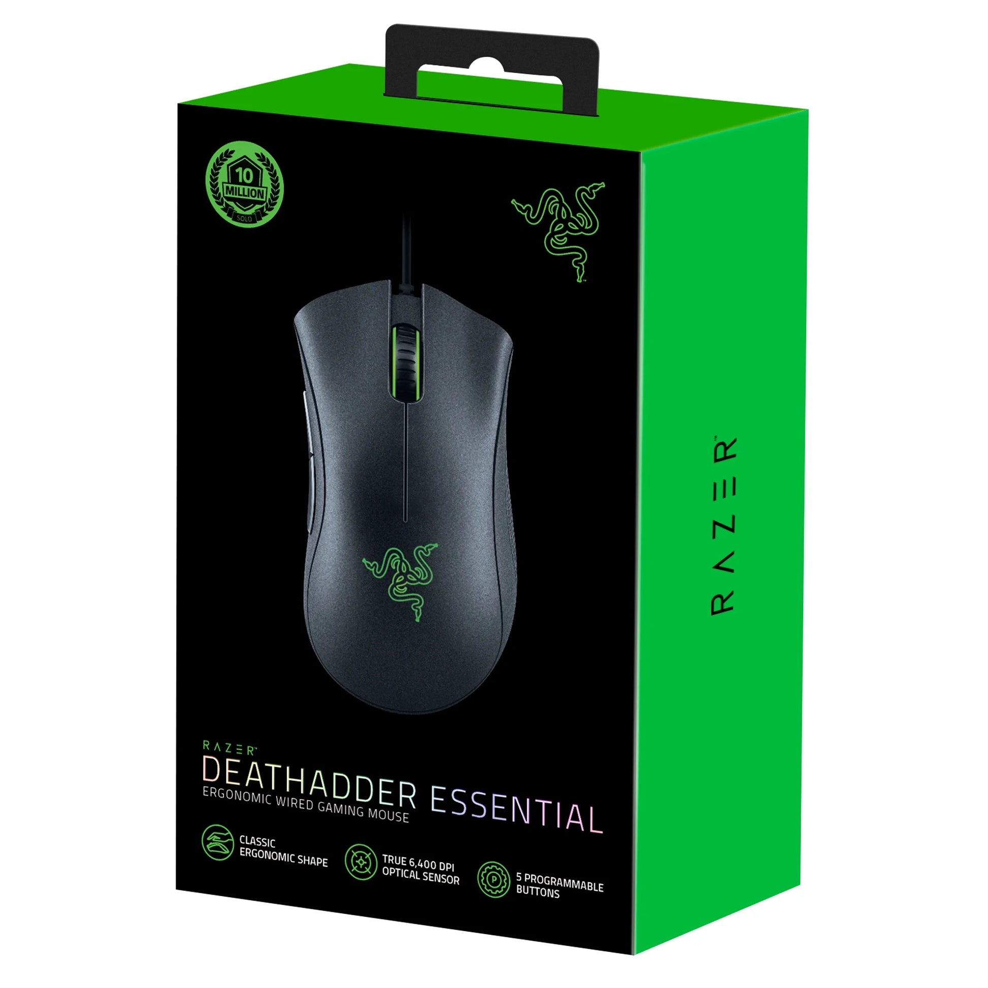 Deathadder Essential Wired Optical Gaming Mouse for PC, 5 Buttons, Black