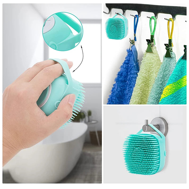 Silicone Dog Cat Shower Brush Pet Shampoo Dispenser Massager Bath Brush Bathroom Puppy Washing Grooming Brush Dog Accessories