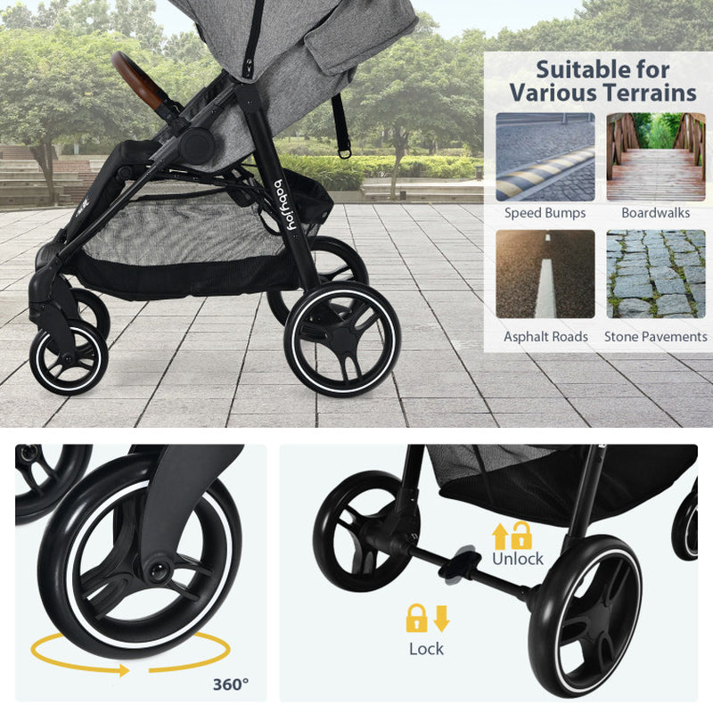 High Landscape Baby Stroller with Easy One-Hand Fold Design